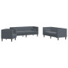 Set sofás Chesterfield con cojines 3 pzs terciopelo gris oscuro 2