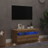 Mueble TV luces LED madera ingeniería roble artisan 80x35x40 cm 4