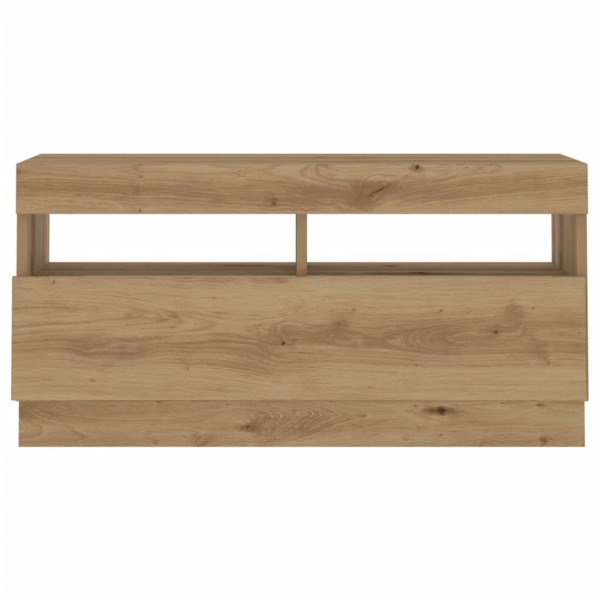 Mueble TV luces LED madera ingeniería roble artisan 80x35x40 cm M 5