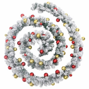 Guirnalda de Navidad con bolas y luces LED PVC verde 5 m H