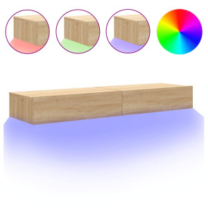 Móveis de TV com luzes LED 2 pcs 60x35x15.5 cm carvalho sonoma H