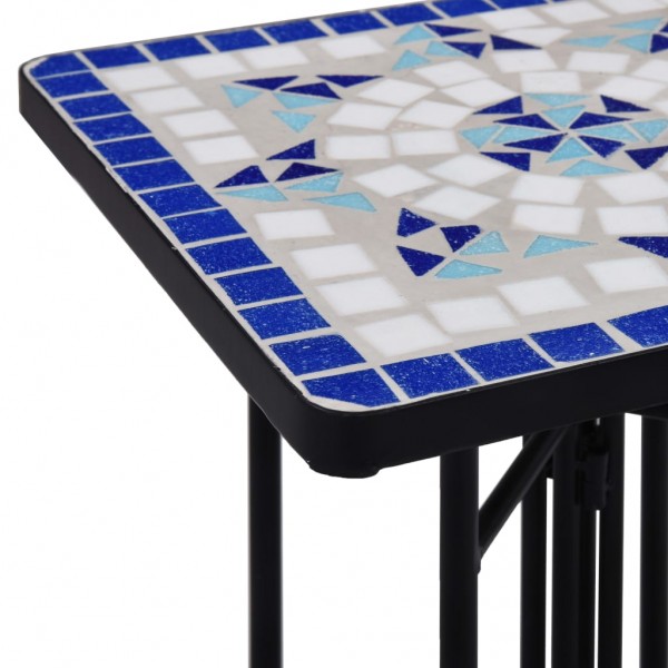 Mesa de apoio em mosaico cerâmica azul e branco M 5