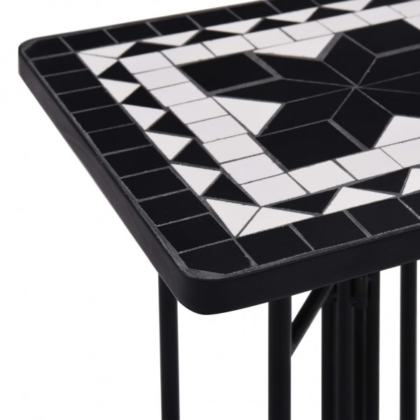 Mesa auxiliar de mosaico cerámica negro y blanco M 5