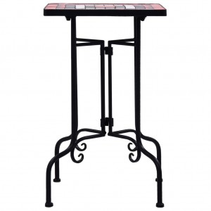 Mesa auxiliar de mosaico cerámica terracota y blanco H