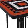 Mesa auxiliar de mosaico cerámica terracota y blanco 5