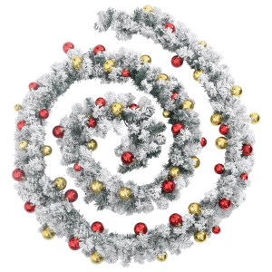 Guirnalda de Navidad con bolas y luces LED PVC verde 20 m H