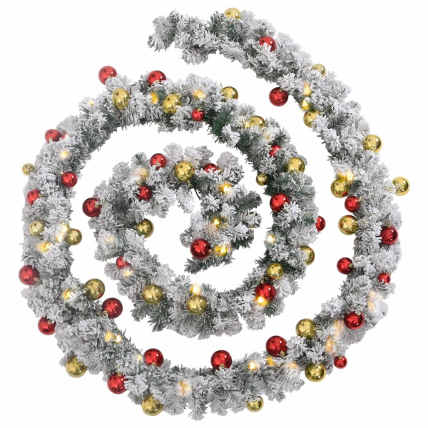 Grinalda de Natal com enfeites e luzes LED 20 m PVC verde M 3