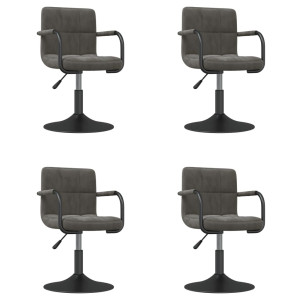 Sillas de comedor giratorias 4 unidades terciopelo gris oscuro H