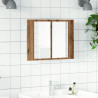 Armario con espejo y LED madera roble artisan 60x12x45 cm 4