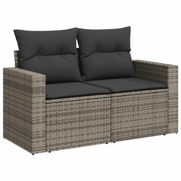 Set de muebles de jardín 6 pzas y cojines ratán sintético gris M 4