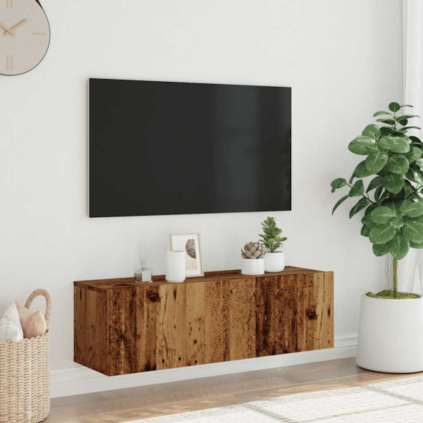 Mueble de TV de pared madera ingeniería envejecida 100x30x30 cm M 3