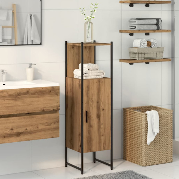 Armario de baño madera ingeniería roble artisan 33x33x120.5 cm D