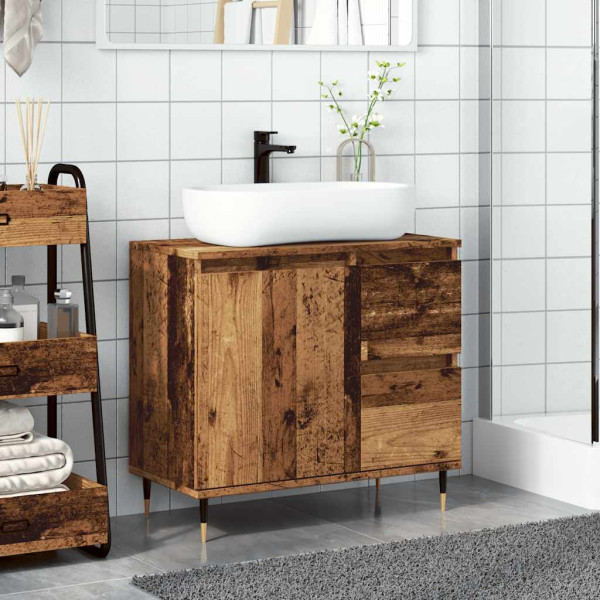 Armario de baño madera de ingeniería envejecida 65x33x60 cm M 3