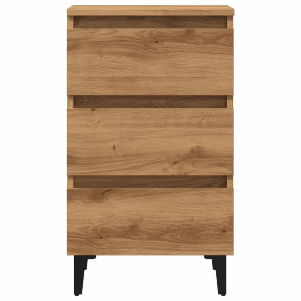 Mesa de cabeceira c/ pernas metal 40x35x69cm carvalho artisiano M 4