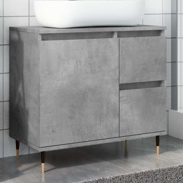 Armario de baño madera contrachapada gris hormigón 65x33x60 cm D