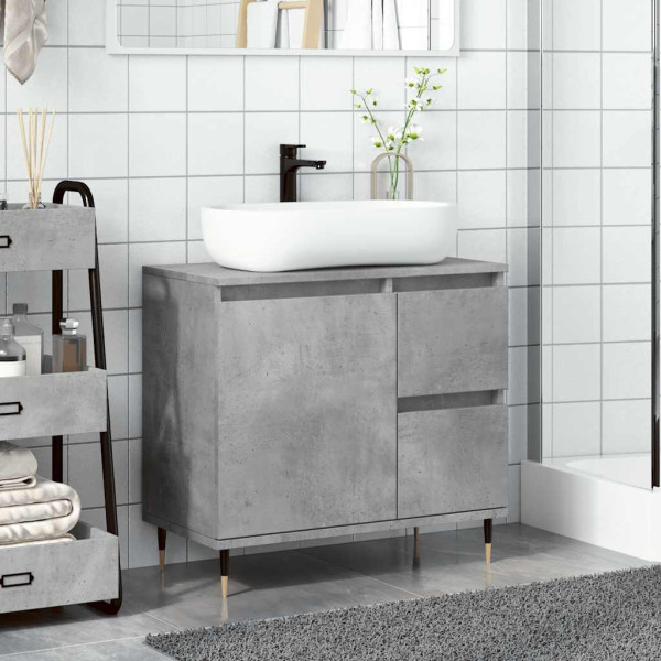 Armario de baño madera contrachapada gris hormigón 65x33x60 cm M 3