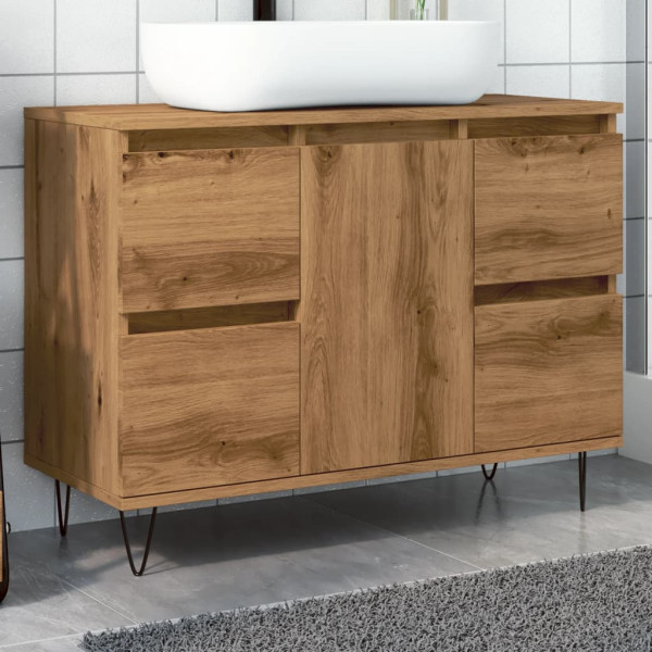 Mueble de baño madera de ingeniería roble artisan 80x33x60 cm D