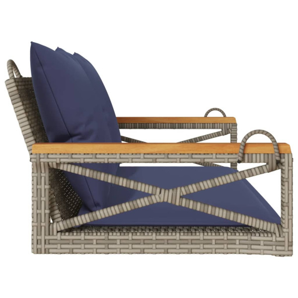 Banco columpio con cojines ratán sintético gris 109x62x40 cm M 5