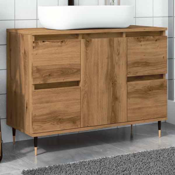 Mueble de baño madera de ingeniería roble artisan 80x33x60 cm D