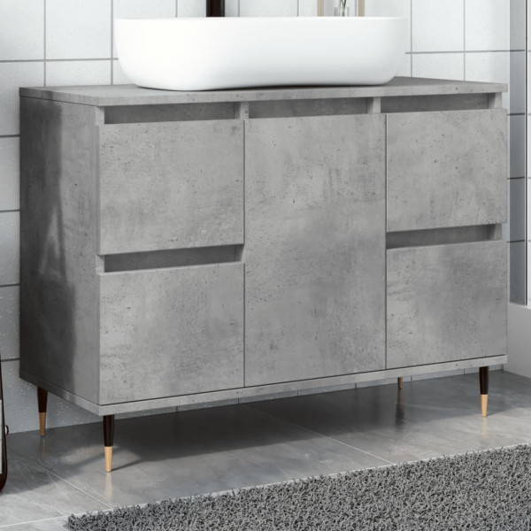 Mueble de baño madera de ingeniería gris hormigón 80x33x60 cm D