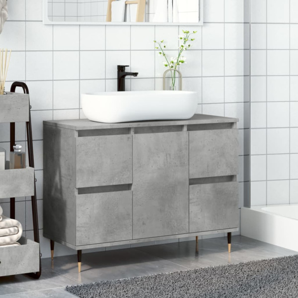 Mueble de baño madera de ingeniería gris hormigón 80x33x60 cm M 3