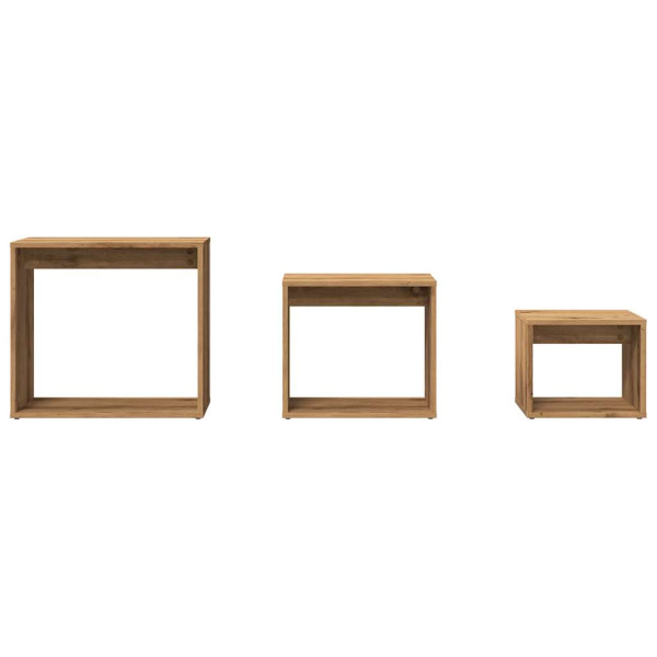 Mesas apilables 3 pzas madera contrachapada color roble artisan M 4