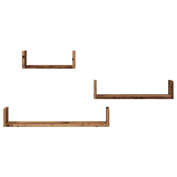 Estantes de pared 3 uds madera de ingeniería madera envejecida M 4
