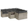 Set muebles jardín 9 pzas y cojines ratán sintético gris claro 2