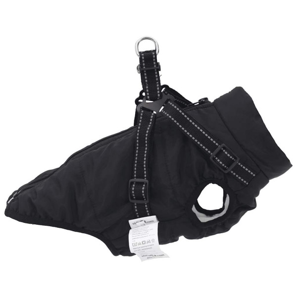 Abrigo para perro con arnés impermeable reflectante S negro M 4