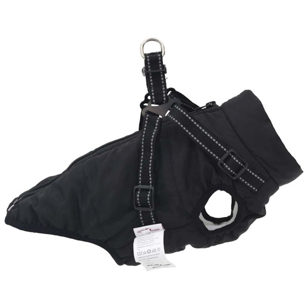 Abrigo para perro con arnés impermeable reflectante 2XL negro M 4