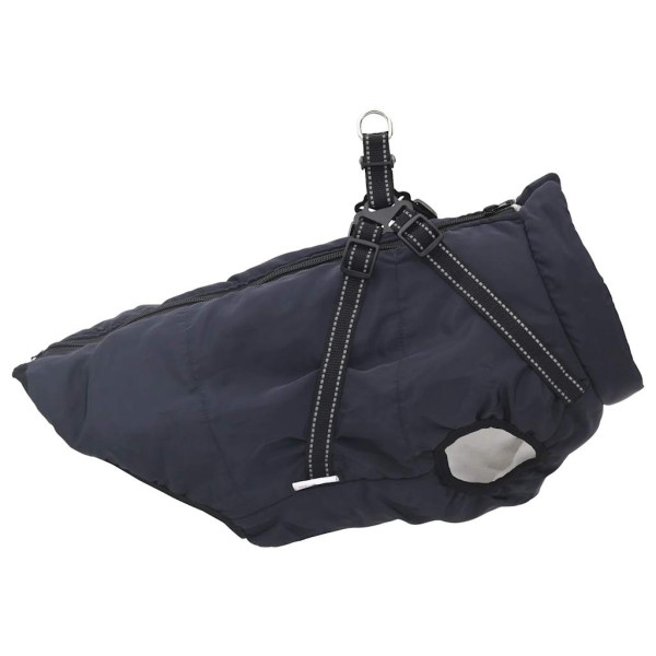 Abrigo perro con arnés impermeable reflectante 3XL azul marino M 4
