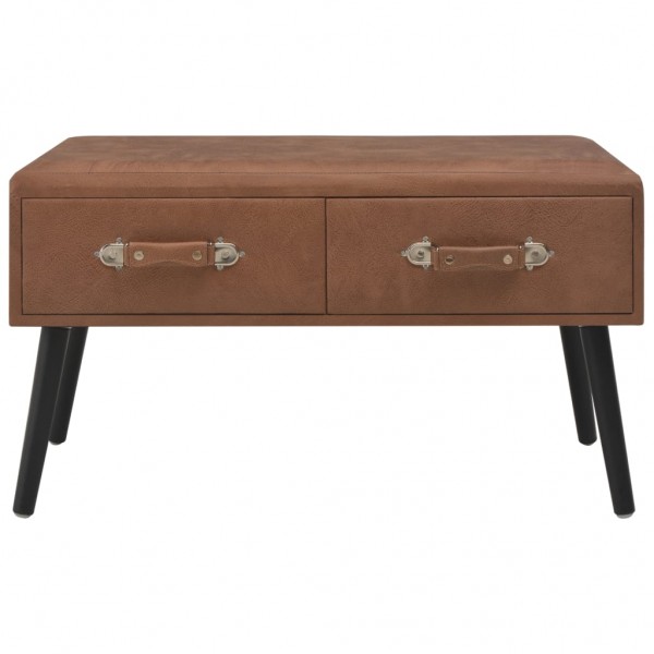 Banco con cajones cuero sintético marrón oscuro 80 cm M 4