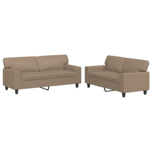 2 pcs conjunto de sofás couro artificial cor cappuccino H