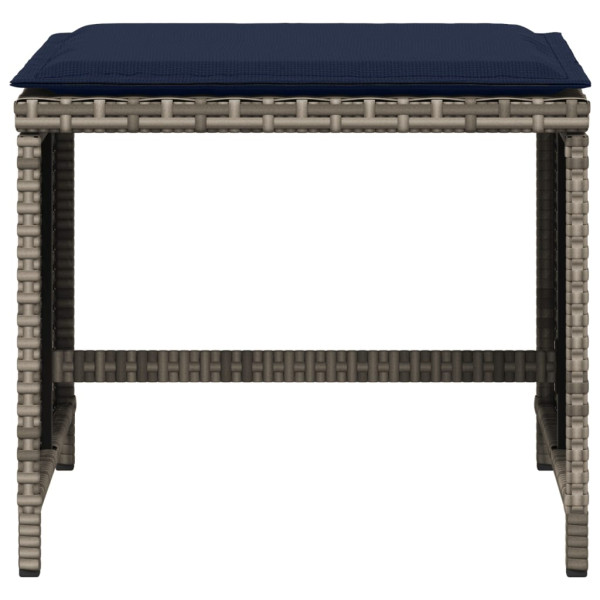 Bancos jardim com almofadões 4 pcs 40x40x35 cm vime PE cinzento M 5