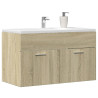Mueble de lavabo de baño madera roble Sonoma 90x38.5x46 cm 1