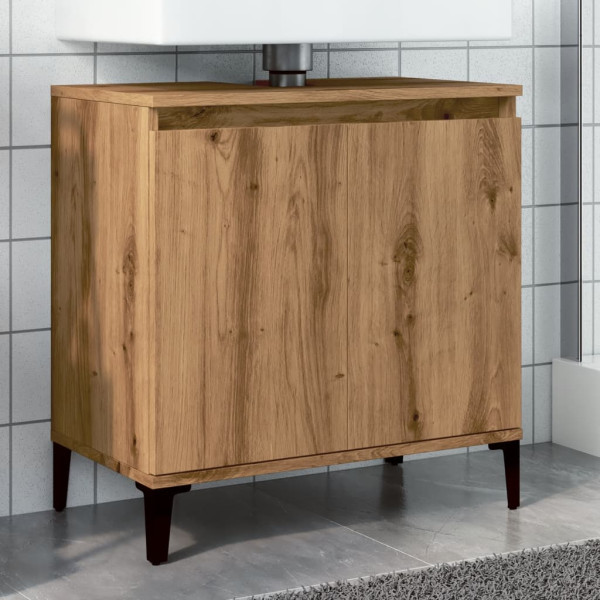 Mueble de lavabo madera de ingeniería roble artisan 58x33x60 cm D