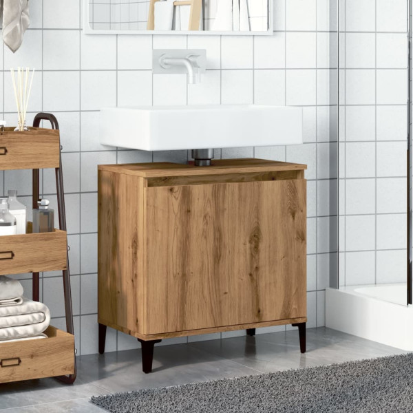 Mueble de lavabo madera de ingeniería roble artisan 58x33x60 cm M 3
