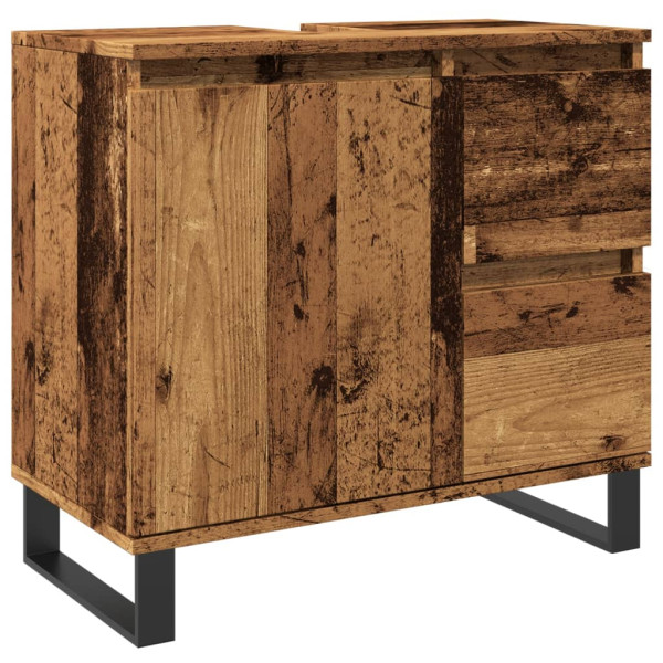 Mueble de lavabo madera de ingeniería envejecida 65x33x60 cm M 2