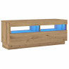Mueble TV luces LED madera ingeniería roble artisan 100x35x40cm 3