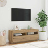 Mueble TV luces LED madera ingeniería roble artisan 100x35x40cm 4