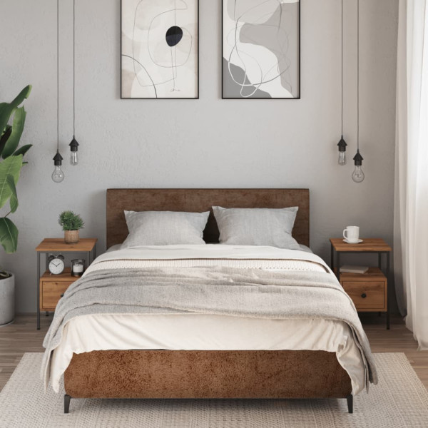 Mesitas noche 2 uds madera ingeniería roble artisan 34x36x50 cm D