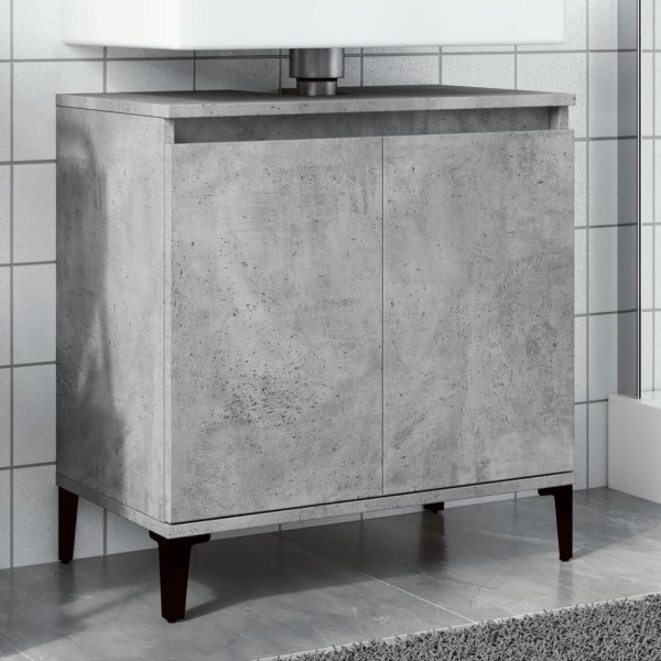 Armario de lavabo madera contrachapada gris hormigón 58x33x60cm D