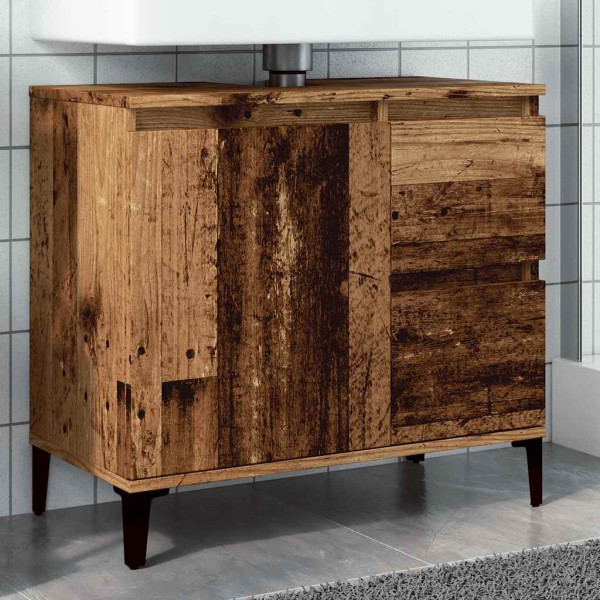 Armario de lavabo baño madera ingeniería envejecida 65x33x60 cm D