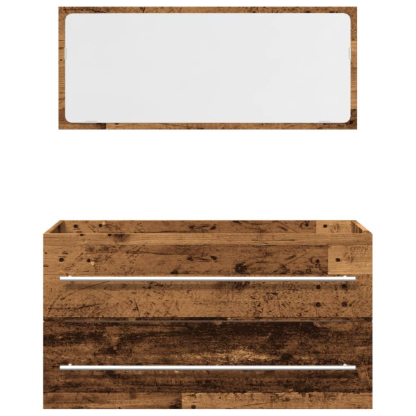 Juego de muebles de baño 2 piezas madera ingeniería envejecida M 4