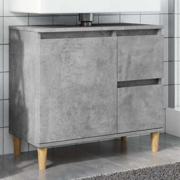 Mueble de lavabo madera ingeniería gris hormigón 65x33x60 cm D
