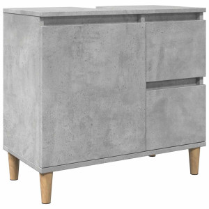 Mueble de lavabo madera ingeniería gris hormigón 65x33x60 cm H