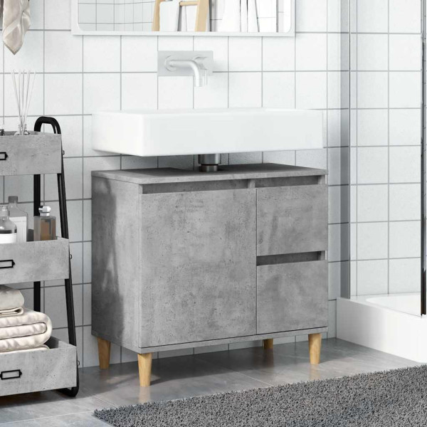 Mueble de lavabo madera ingeniería gris hormigón 65x33x60 cm M 3