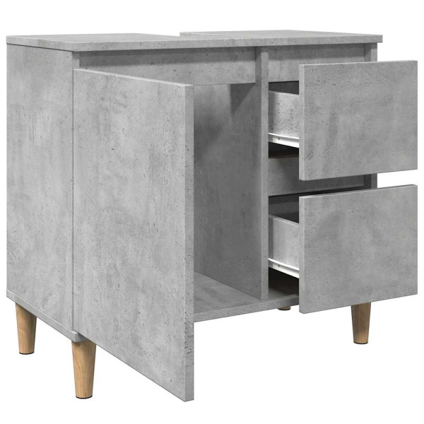 Mueble de lavabo madera ingeniería gris hormigón 65x33x60 cm M 5