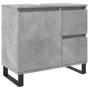 Mueble de lavabo madera ingeniería gris hormigón 65x33x60 cm H