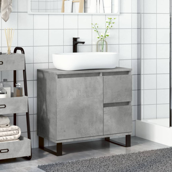 Mueble de lavabo madera ingeniería gris hormigón 65x33x60 cm M 3